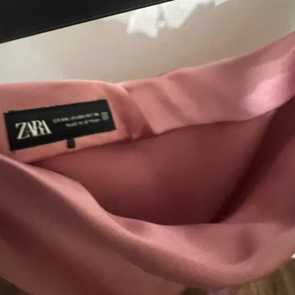 Zara Satin Bias Midi Skirt in Mauve Pink - Picture 2 of 3